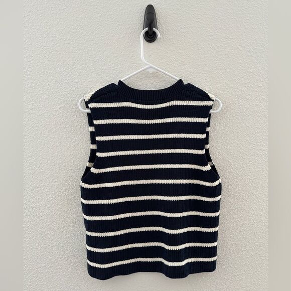 Zara Striped Sweater Vest in Navy and White - Picture 2 of 9